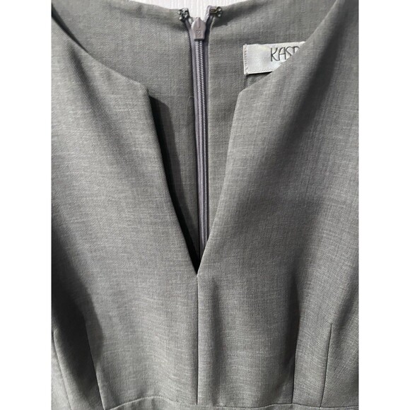 Kasper Sheath Dress Womens Sz 16 Gray V-neck Cap Sleeve Capsule Timeless Career - Picture 4 of 8